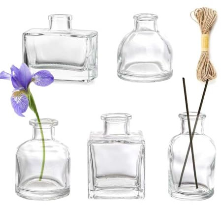 Mini Bud Vases for Centerpieces: 5pcs Glass Vases Set Lovely Clear Vase Mini Bottle Vase for Dining Room Decoration Wedding Home Decor Birthday Party Events Mother's Day Bridal Shower Gifts