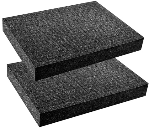 Rasterskum kubskum, rutnätsskum, 2 stycken 400 x 300 x 50 mm, verktygslåda kamerakoffer skum – bagageinlägg miniatyrer – verktygsskum