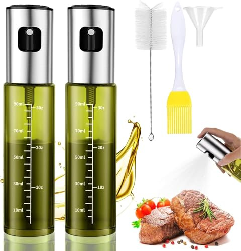 BETA NOBLE〖Verstärkte〗Ölsprüher zum Kochen, Öl Sprühflasche, Ölspray zum Kochen, Olivenölsprüher für Salat, Grillen, Backen in der Küche (2Stück-Grüner)