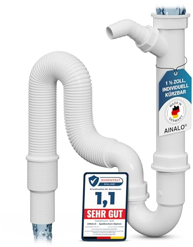 Küchenspüle-Siphon mit Geräteanschluss und allen Montagezubehörs I Wandanschluss Ø 40 sowie 50 mm