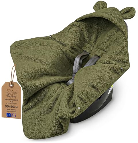 Omlottningsfilt Bilbarnstol Bebis boucle boucle - Vintersovsäck Åkpåse Barnvagn Tillbehör Nyfödd Småbarn Varm Mjuk Oeko-Tex certifikat Olivgrön