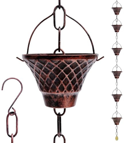 FHGSPQWM Catena per grondaia in acciaio inox color bronzo anticato, decorativa, da appendere, per casa, commerciale e giardino, drenaggio, casa, pioggia