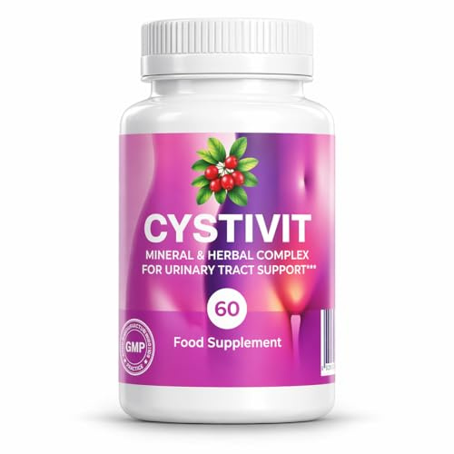 CYSTIVIT Integratore Alimentare – 60 Capsule – con D-Mannosio, Estratto di Mirtillo Rosso e Piante – Per Adulti – Prodotto nell’UE (1)