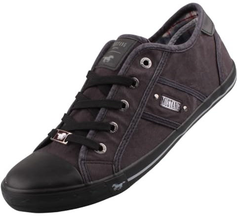 MUSTANG Damen Canvas Sneaker Schwarz/Dunkelgrau, Schuhgröße:EUR 40