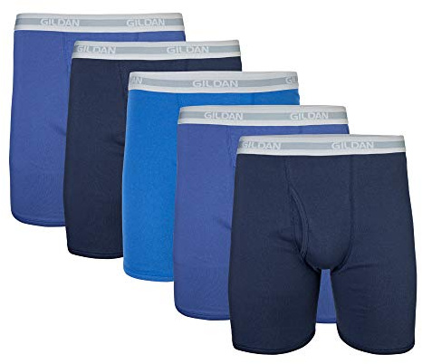 Gildan Men's Underwear Boxer Briefs, Multipack, Navy/Metro Blue/Antique Royal (5-Pack), X-Large