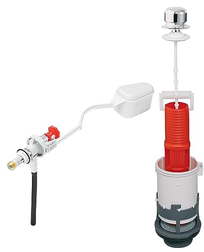 Wirquin 10724083 Chasse d'eau wc complète mécanisme wc simple chasse MX & robinet flotteur à alimentation latérale F80, gris et rouge
