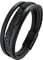 Flongo Herren Lederarmband mit Feder Blatt Laub Edelstahl Geflochten Premium Leder Armband punk Partnerarmband BFF Freundschaftsarmband Armreif Damen Frauen Männer Magnet Schließe Geschenk schwarz