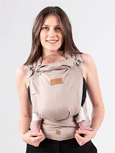 Isara Quick Halfbuckle Babytrage in Caffe Latte für Neugeborene ab Geburt bis Kleinkindalter (50/98 cm) - schnell und einfach anzupassen - ergonomisches Tragesystem nach EU-Sicherheitsnormen