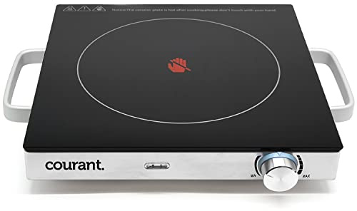 Courant Electric One Single Infrared Burner, Ceramic Glass Hot Plate Cooktop, 1500W - Stainless Steel
