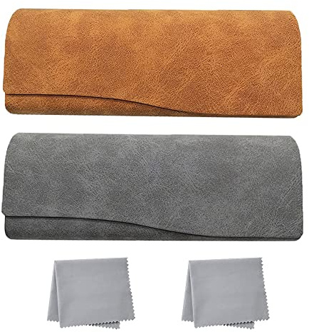 2 Piezas Funda Para Gafas, Gafas De Sol Fundas, Estuche Para Gafas Cuero, Estuche Retro Para Gafas, Estuche Gafas Con Cierre Magnético, Adecuado Para Mujeres, Hombres, Niños