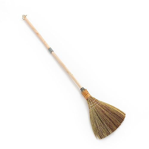 BMart Home Vietnamese Broom, Long Handle Indoor & Outdoor Floor Sweeper, Sturdy Wooden Handle for Strength & Durability, Wedding Broom - 9.84'' Width, 47.44'' Length