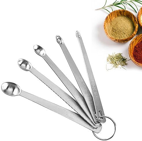 5 Pcs Mini Measuring Spoon Set, Premium Stainless Steel, Baking & Cooking Tools