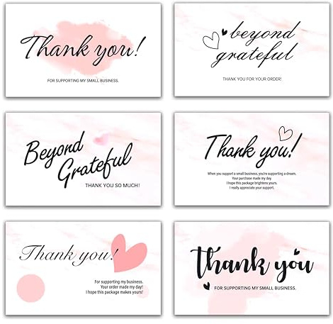 240-Count Thank You for Your Order Cards - Thank You For Supporting My Business Cards, 6 Styles - 2 x 3.5 Small Customer Appreciation Cards for Shops, Online Retailers, Business Owners