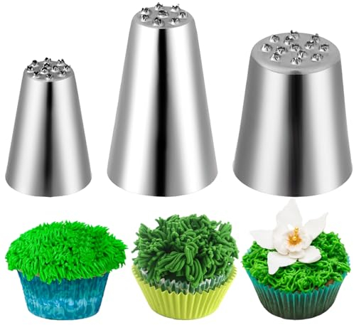 Giantree Set di 3 beccucci per la decorazione di erbe, in acciaio inox, per decorare torte, creme, cupcake, fondente