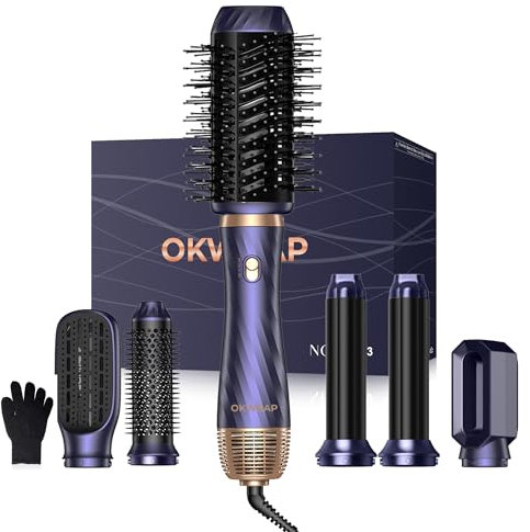 2025 Neues Hair Styler,OKWRAP Hair Styler Set, Airstyler 6 In 1 Mit Rundbürstenföhn Haarstyler Warmluftbürste Thermal Brush Airflow Lockenstab Automatisch, Volumen Föhnbürste,Für Volumen, Locken