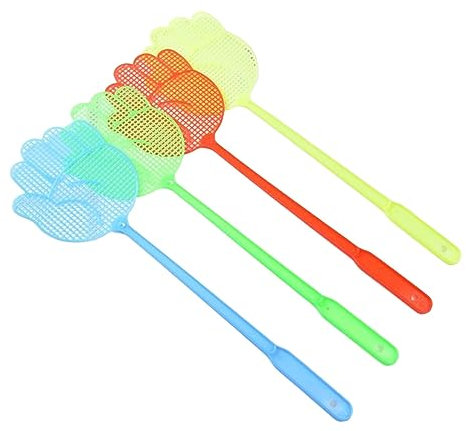 Lot de 4 tapettes à mouches en plastique manuel pour chien - Bleu clair - Taille unique