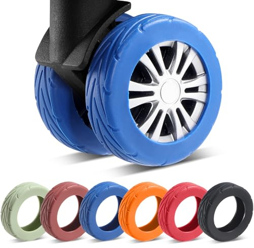 Couvertures de Roue à Bagages de Mise à Niveau de 8 pièces, valises à Bagages, résistantes à l'usure, Anti-Bruit, couvercles protecteurs de Roue en Silicone pour Roue Spinner de 2-2,4 po (Bleu)