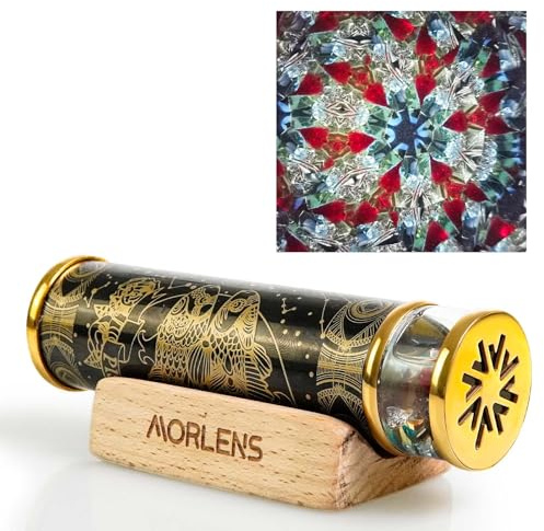 12 Constellations Pisces Kaleidoscope,Handmade 4.25 Mini Kaleidoscope,Turquoise Crystals Healing Stones Gems Core Box,Gift Box,Anniversary Birthday Christmas New Year Valentine's Day Present Gift