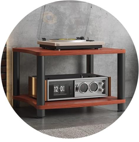 Easnuroz HiFi-Audio-Schrank HiFi Rack AV Regal 1/2/3/4-Etagen Home Entertainment Möbel Medienregale Für AV-Verstärker/Turntable/Sky Box/Xbox One/Drucker(Red,60 * 48 * 43cm(2Tier))