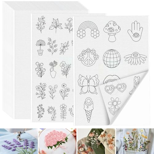 KOVSGQ Papel Soluble para Bordar Entretela Hidrosoluble Papel Bordar Imprimible y Dibujable Estabilizador De Bordado Autoadhesivo Soluble En Agua 20Pcs A4 29,7x21cm para Bordado a Mano y a Máquina