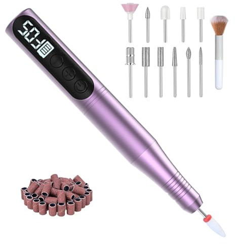 Ponceuse Pour Ongles Professionnel Lime a Ongle Electrique 800mAh 9 Gear 12-EN-1 4-6 heures d'autonomie 20000 tr/min kit manucure pédicure débutants formes d'ongles salon de manucure
