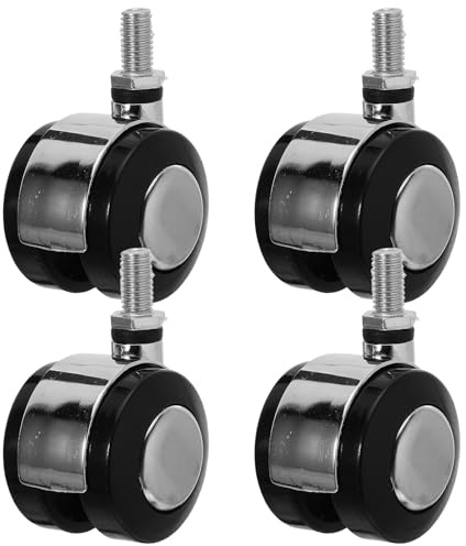 Veemoon Lot de 4 Roulettes Pivotantes Universelles 15 Pouces à Filetage M8 pour Chaises de Bureau Roulettes de Rechange Robustes Compatibles Sols Durs et Moquettes Pièces Détachées
