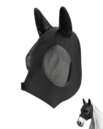 UEAVOID Máscara de Caballo Anti-Mosquitos 1 pieza, Protección Nariz y Orejas UV. Transpirable para Montar y Pastar, Alivia el Estrés Equino.