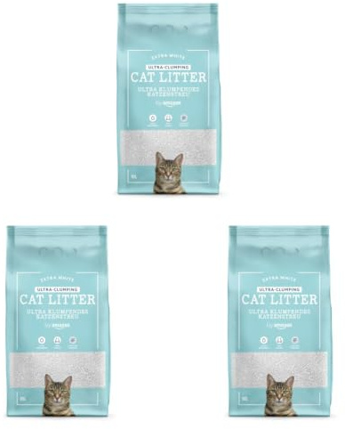 by Amazon Litière agglomérante Ultra Blanche pour Chat, 10 L (Lot de 3)
