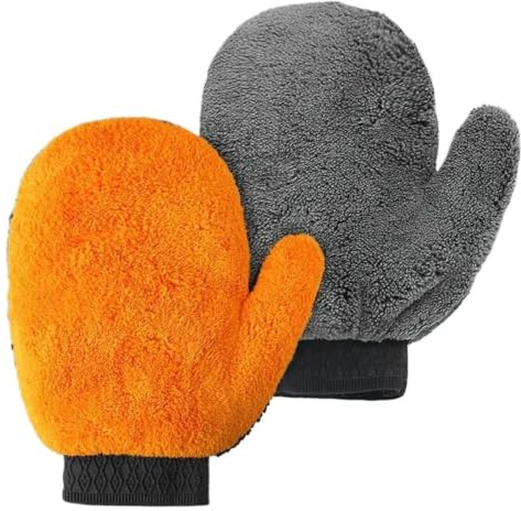 2 st mjuka biltvättshandskar dubbelsidig mikrofiber chenille torkduk bilkaross fönster däck rengöringshandske tjockare