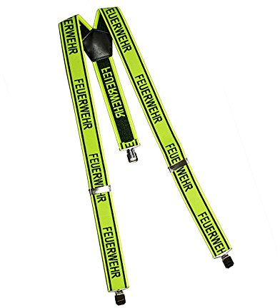 Hosenträger Feuerwehr neongelb Stretch Material Y-Form Größenverstellbar
