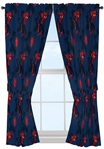 Jay Franco Marvel Spiderman Classic Saving The Day 63 Decorative Curtain/Drapes 4-Piece Set (2 Panels, 2 Tiebacks)