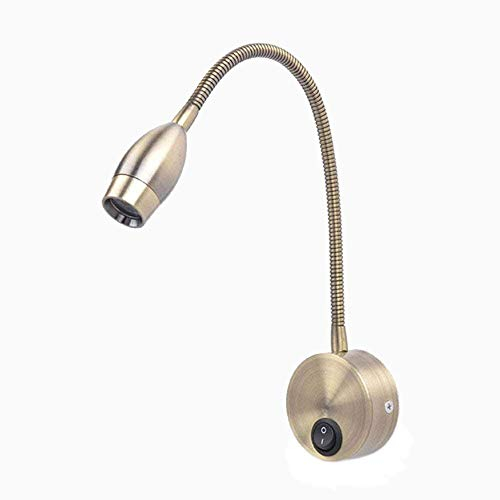 Meanyee Flexible Wandleseleuchten/Nachttischlampe mit Schalter, wandleuchte leselampe 1 * 3 Watt LED, Bronze MY-B032