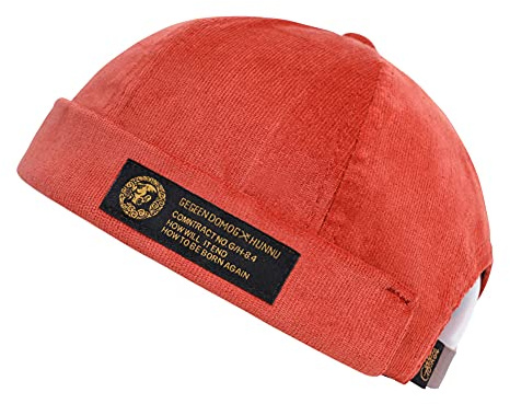 Herrhattar, dockermössa, keps, mössa, arbetar-/sjömanskeps, utan bättre, uppvikt kant, retromode, kantlös hatt, Röd, en storlek