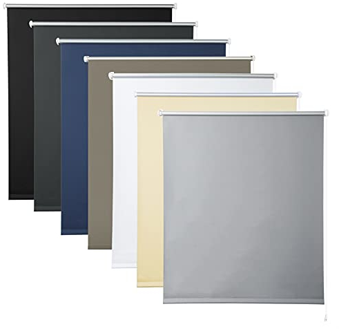 WOLTU Verdunkelungsrollo ohne Bohren, Thermo Verdunkelungsrollo mit Kette, Sichtschutz, für Türen und Fenster, 70 x 210 cm, Grau