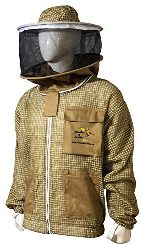 Clothes N Leather Gear Beekeeping Three Layer Mesh Ultra Ventilated Fully Protection Beekeepers Jacket with Round Veil (XL)
