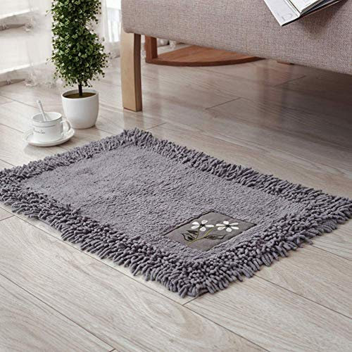 WLVG rutschfeste Mikrofaser Shag Badteppich Matte Teppich, extra weiche und saugfähige Shaggy Teppiche Maschinenwäsche trocken Anti-Ermüdungs-Badematte grau 45x120cm (18x47inch)