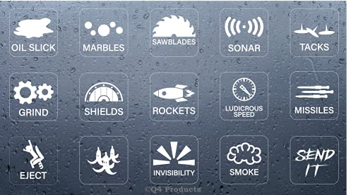 Q4 Products Banana Decals - Novelty Stickers for Car or Truck Unused Buttons - White Vinyl, Outdoor Use, 15 Mixed Designs, Self-Adhesive