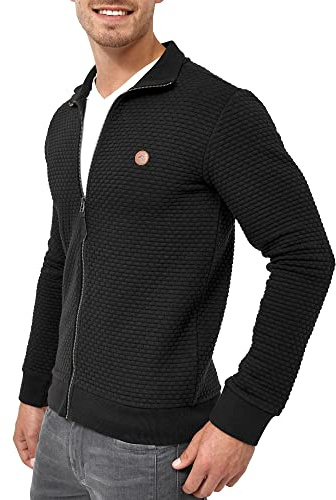 Indicode Herren Bermie Sweatjacke mit Stehkragen | Cardigan Herrenjacke Sweater Männer Black, L