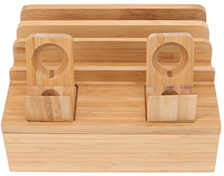 Estación De Carga De Madera para Dispositivos Múltiples, Organizador De Estación De Acoplamiento De Soporte De Cargador Múltiple USB De 5 Puertos Compatible con Teléfono, Tableta, Reloj(#2)