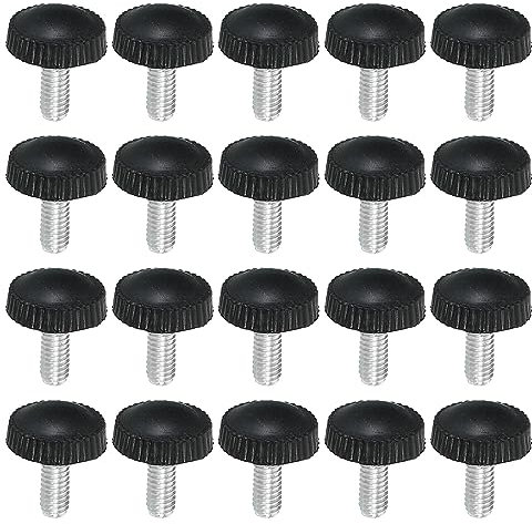 PATIKIL M4x10mm Estriado Mariposa Tornillos 20 Uds Macho Rosca Redondo Sujeción Tornillos Perillas Mano Agarre Pernos Montaje Sujetadores para Iluminación Muebles Herraje Negro