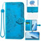 Asuwish Funda para OPPO Find X5 Lite/Reno 7 5G con Cuerda y Cristal Templado Protector de Pantalla Soporte Tarjetero Cuero Libro Cartera Carcasa X 5 X5Lite/Reno7 CPH2371 Wallet Phone Cover Case Azul