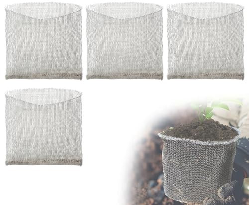 EFUTURETIME 4PCS Panier Anti Campagnol en INOX, 41x44cm, Sac en Grilles d'acier Inoxydable Contre Les Rongeurs, Protection en Filet Métallique pour Racines des Plantes des Arbres, des Fleurs