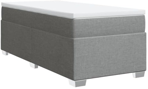 vidaXL Boxspringbett mit Matratze, Bett mit Bettfüße Matratzenauflage, Einzelbett für Schlafzimmer, Polsterbett Bettgestell Lattenrost, Hellgrau 80x200cm Stoff