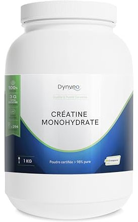 Créatine Monohydrate Creapure® en Poudre 1 kg - Force Musculaire & Performances physiques - 100% pure - Adaptée à tous - Goût neutre - Hautement assimilable - Fabrication Allemande - Dynveo