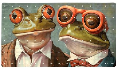 Badewannenmatte rutschfest für Duschwanne, Anti-Rutsch-Badematte PVC Spaß Frosch Paar Dusche Badewanneneinlage mit Saugnäpfen für Nassbereiche