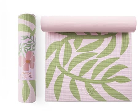 Myga Printed Yoga Mat - 6mm Thick Non-Slip Exercise Mat for Yoga, Pilates, Meditation and Fitness - Lightweight Travel Yoga Mat for Men and Women - Choice of Design (Gumamela)