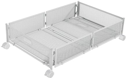 Gralara Contenedor de Almacenamiento con Ruedas para Debajo de La Cama, Organizador de Ropa Y Zapatos, Blanco, Individual