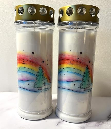 2 Grabkerzen Winter, Grablicht, Größe 21 cm x 7,5 cm - Brenndauer ca. 7 Tage