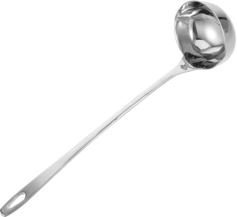 IMIKEYA Stainless Steel Ladle with Pouring Spout Double Mouth Soup Spoon 10.6 Inch Long Handle Kitchen Utensil for Home and Restaurant