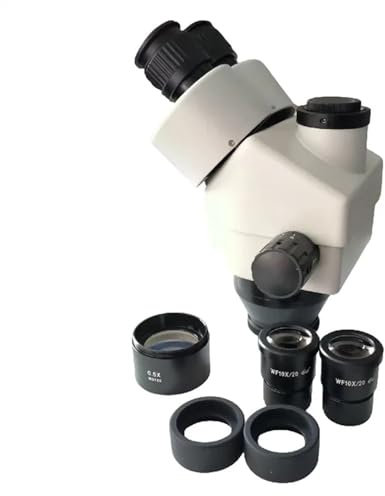 Mikroskop 3,5X-45X Trinokular Mikroskop Kopf Metall Stereo Zoom Fokus Kopf 10X Okular 0,5X Objektiv Len Optische Microscopio Zubehör(Bianco)